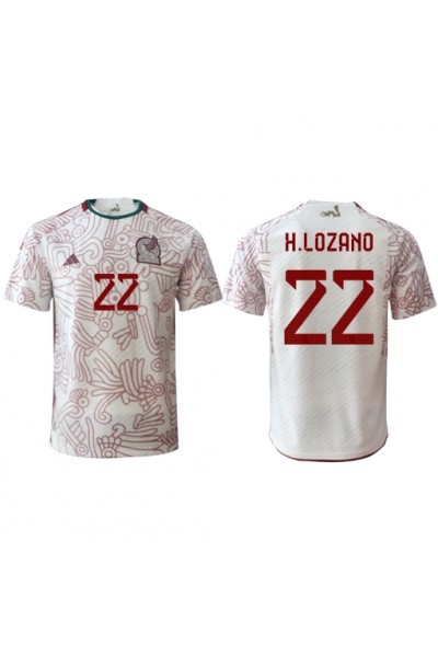 Meksiko Hirving Lozano #22 Jalkapallovaatteet Vieraspaita MM-kisat 2022 Lyhythihainen